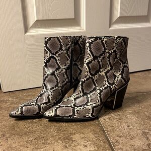 Circus by Sam Edelman Snakeskin Ankle Boots - Black and Grey